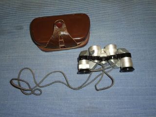 Vintage Nikon Nippon Kogaku J - 87 Miniature Binoculars 5 X 15 With Leather Case.