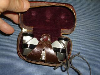 Vintage Nikon Nippon Kogaku J - 87 Miniature Binoculars 5 x 15 with leather case. 4