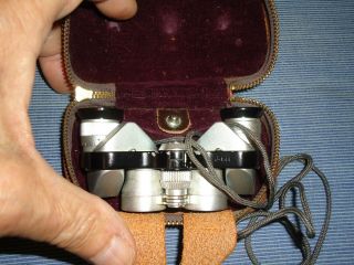 Vintage Nikon Nippon Kogaku J - 87 Miniature Binoculars 5 x 15 with leather case. 5