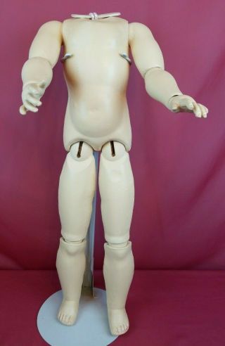 Antique German Large Fully Jointed Doll Body For A Bisque Socket Head 25 Inch