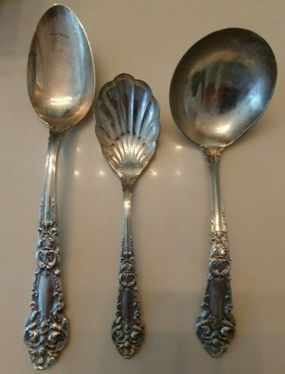 Reed And Barton French Renaissance Sterling,  Sugar Shell,  Soup & Serving Spoons