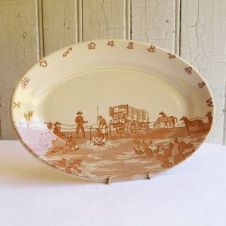 Vintage Wallace China Chuck Wagon Oval Serving Platter 13 " - Rare Hard To Find
