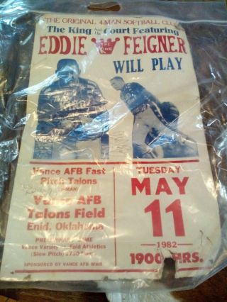 1982 Eddie Feigner Autographed Poster King And His Court Signed Vintage