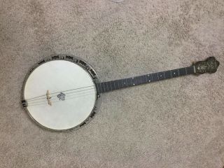 Vintage Gretsh 4 String Banjo Musical Instrument W/ Gold Crown Head