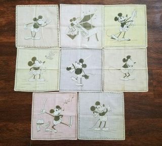 Vtg 1930s Mickey Mouse Handkerchief Sample Book Ideal Film Disney Cartoon Fabric