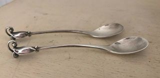 Pair Vintage Georg Jensen Sterling Silver Small Baby 162 Spoons Demitasse 17g