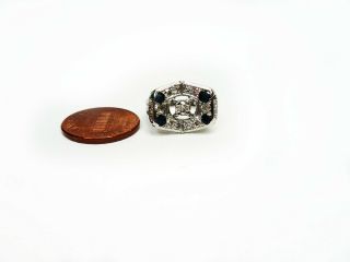 Retro Platinum Diamond Sapphire Ring Size 3 2