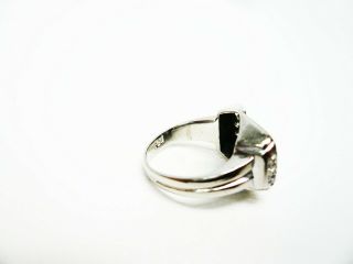 Retro Platinum Diamond Sapphire Ring Size 3 4