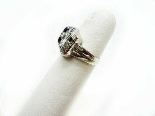 Retro Platinum Diamond Sapphire Ring Size 3 5