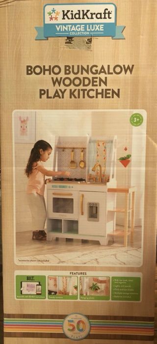 Kidkraft Vintage Luxe Boho Bungalow Wooden Play Kitchen Set Lights And Sound