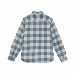 $185 Rrl Ralph Lauren Vintage Checked Cotton Blue Cream Plaid Work Shirt Size Xl