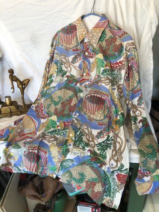 Vintage Hermes Men’s Nautical Long Sleeve Shirt