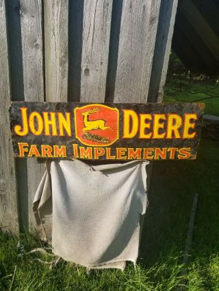 Old Vintage John Deere Farm Equipment Metal Sign Gas Station Barn Tractor