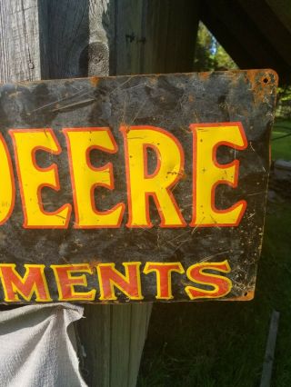 Old vintage John Deere Farm Equipment metal sign gas station barn tractor 2