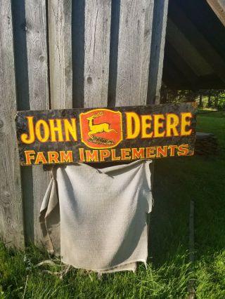 Old vintage John Deere Farm Equipment metal sign gas station barn tractor 5