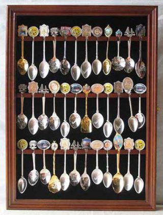 36 Spoon Display Case Rack Holder Wall Cabinet,  Glass Door,  Sp01 - Waln