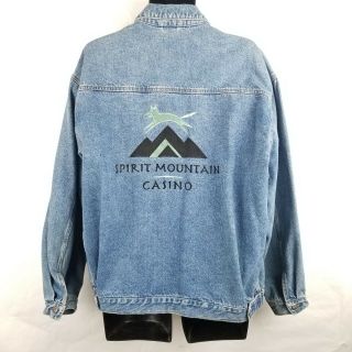 Vintage Spirit Mountain Casino Oregon Grande Ronde Jean Trucker Denim Jacket XL 2