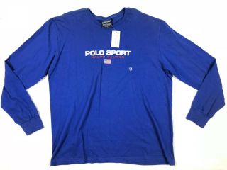 Vintage 90’s Ralph Lauren Polo Sport Blue Spell Out T Shirt Large