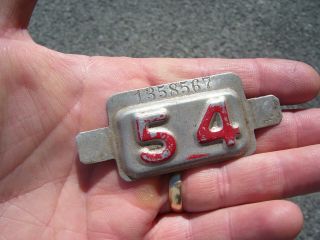Vintage 1954 Model Year Auto Tag License Plate Emblem Gm Ford Dodge Chevy Part