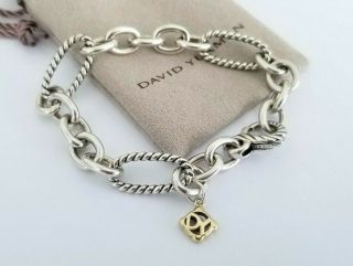 David Yurman Rare 18k Gold & Silver Figaro Chain Link Bracelet - Stunning