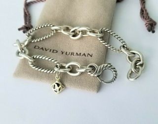 David Yurman Rare 18K Gold & Silver Figaro Chain Link Bracelet - Stunning 4