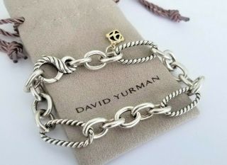 David Yurman Rare 18K Gold & Silver Figaro Chain Link Bracelet - Stunning 5