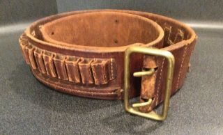 Vintage Maker Marked H.  H.  Heiser Western Cartridge Belt With Bullet Blocker