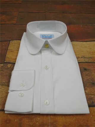 Revival Authentic 1920s30s40s Style White Club Collar Shirt With Gold Stud