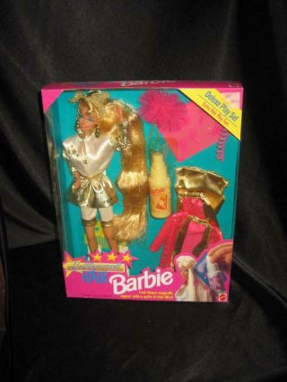1993 Hollywood Hair Barbie Deluxe Play Set W/ Long Blonde Hair 10928 Nrfb
