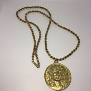 Vintage Massive 1/20 12k Gold Filled 3d Jesus Pendant.  24 " Rope Necklace Heavy