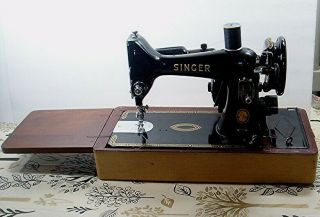 Vintage Singer Sewing Machine 99k W/case Pedal El412954 (1956) Fine Stitching