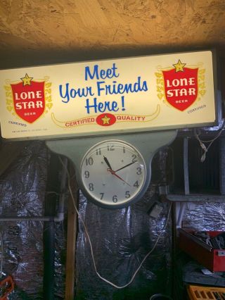 Vintage 1950’s Lonestar Beer Clock Sign