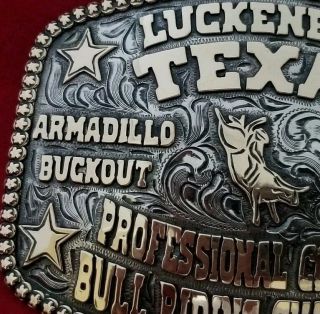 1982 RODEO TROPHY BUCKLE VINTAGE LUCKENBACH TEXAS BULL RIDING LEO SMITH 847 4