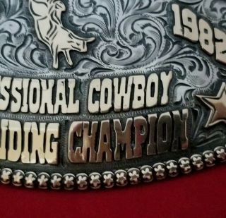 1982 RODEO TROPHY BUCKLE VINTAGE LUCKENBACH TEXAS BULL RIDING LEO SMITH 847 6