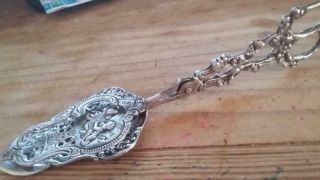 Antique Vintage Pastry Scissor Tongs Cherub Angels Grapes 800 Sterling Silver ?