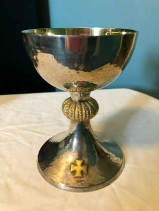 Vintage Catholic Church Altar Silver & Gold Chalice Wheat Stalks Spain