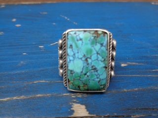 Old Pawn Spider Web Turquoise Mens Ring Size 9.  5 Navajo Vintage Large Heavy