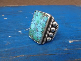 Old Pawn Spider Web Turquoise Mens Ring Size 9.  5 Navajo Vintage Large Heavy 3