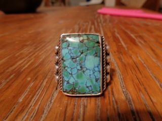 Old Pawn Spider Web Turquoise Mens Ring Size 9.  5 Navajo Vintage Large Heavy 7