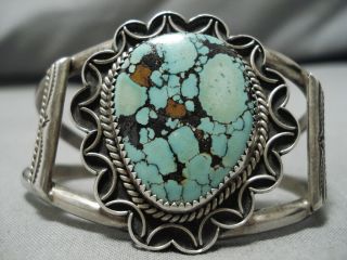 Incredible Vintage Navajo Spiderweb Turquoise Sterling Silver Bracelet Cuff Old