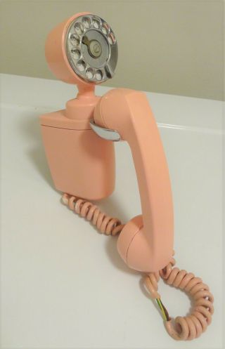 Rare Vintage Automatic Electric Co.  Space Saver Rotary Wall Phone Model 183 Pink
