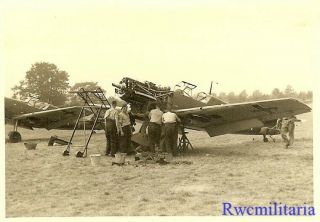 Rare Luftwaffe Me - 109 Fighter Planes Getting Engines Overhauled; 1939 (1)