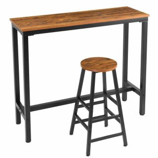 47  Bar Table Pub Dining Height Table Bistro Table With Vintage 1 Bar Stool Set