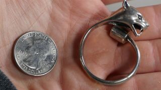 Vintage Sterling Silver Jaguar Key Ring - Mexico.  925