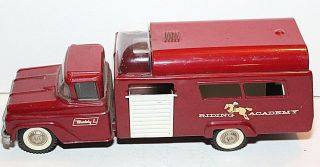 Vintage 1960s Maroon Pressed Steel Buddy L Riding Academy Horse Truck
