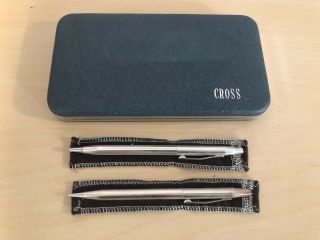 Old Vtg Sterling Silver Pair Set Of Cross Pen & Pencil Set In Case