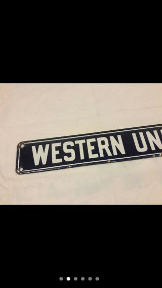 Vintage Double Sided Western Union Bicycle Messenger Porcelain Sign 2