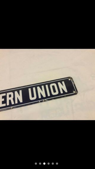 Vintage Double Sided Western Union Bicycle Messenger Porcelain Sign 3