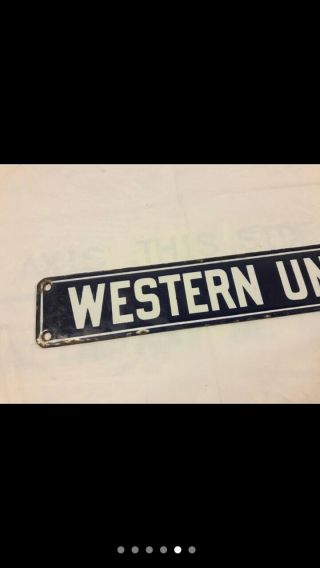 Vintage Double Sided Western Union Bicycle Messenger Porcelain Sign 5