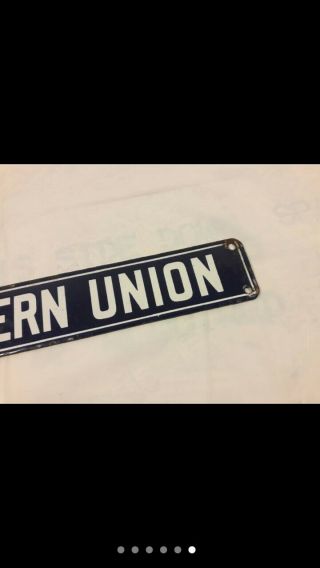 Vintage Double Sided Western Union Bicycle Messenger Porcelain Sign 6